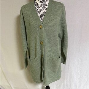 Everlane The Oversized Alpaca Pocket Cardigan in Green Light and Airy